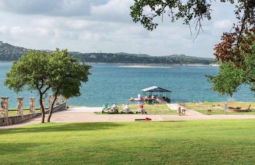 Comanche Trail House | Lakefront Home with Lake Views, Boat Dock, Sand Volleyball and Optional Bar and Game Room