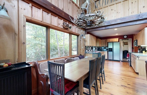 Cullowhee House | Lakefront home with mountain views, grill, firepit and dock