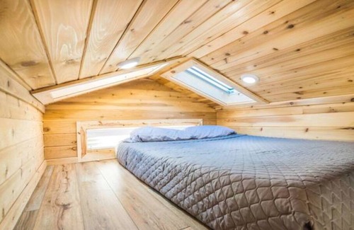 Apple Valley Cabin | Large tiny home with roof private roof top deck and BBQ.