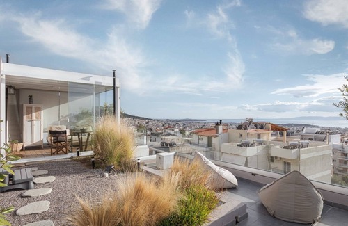 Glyfada Villa | Lavish Athens Penthouse | Skyview Retreat | 1 Bedroom | Private Roof Deck &.