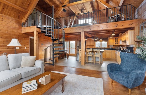 Clifford Cabin | Log Cabin, 27 Acre Modern Mountain Escape, Pool, Hot Tub and Fireplace