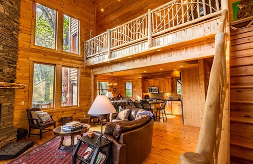 Seven Devils Cabin | Lucky Dog Retreat - Seven Devils Cabin with Hot Tub - Pool Table - Mtn View - Outside Fire