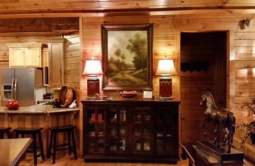 Broken Bow Cabin | Lush decor and cathedral ceiling. Pool Table, Hot Tub, Convenient Location!