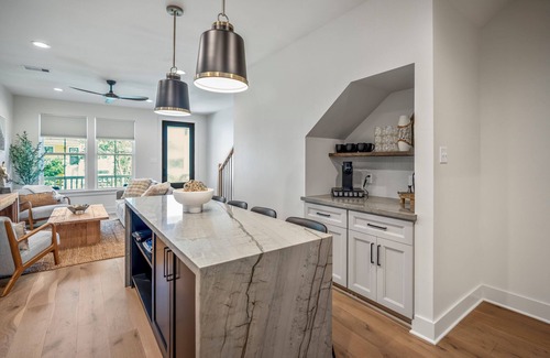 Galveston House | Lux Ocean Escape: Walk to Beach, Backyard Oasis, King Bed, Bunks & Hot Tub!