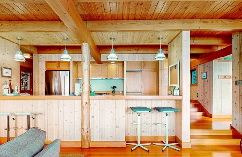 Hayden Lake House | Luxe, lakefront home with dock, amazing lake views, patio & fireplace