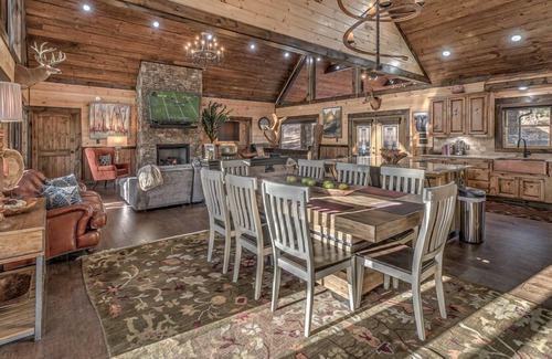 Blue Ridge Cabin | Luxe Mountain Retreat - Pet Friendly | Multiple Outdoor Living Areas | Hot Tub | Game Room
