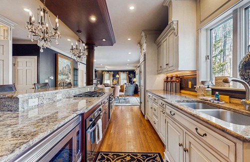 Kennebunkport House | Luxurious house with golf course views, firepit, pergola, deck, and central AC