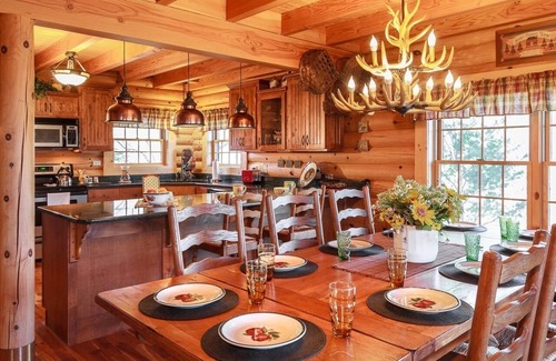 Pittman Center Cabin | Luxury gated log lodge with hot tub, fire pit and views!