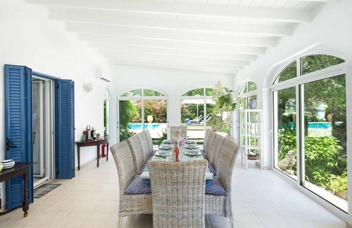 Barbati Villa | Majestic Beach Front Villa, 10 mins walk to Barbati Village, A/C, Private Pool, Sea Front Patios!