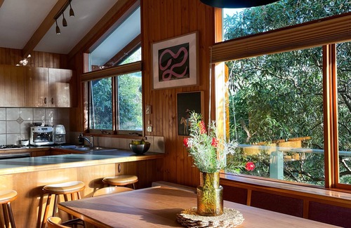 McCrae House | Mid century modern style home with pool and sauna. Pet friendly!