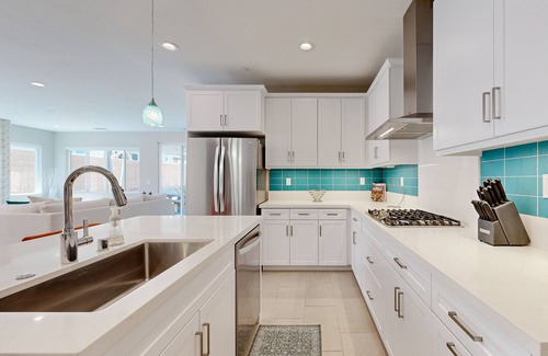 Cathedral City House | Modern home with gas fireplace, mountain views, large yard