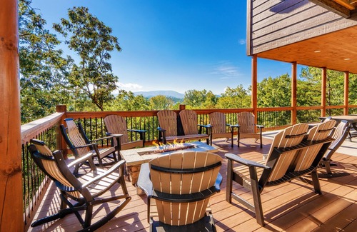 Sevierville Cabin | Mountain Castle: VIEWS, Indoor Pool, Home Theater, Top Amenities, near Attractions!