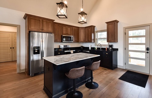 Ellijay House | Mountain view home with wood fireplace, hot tub, game tables, firepit, & AC