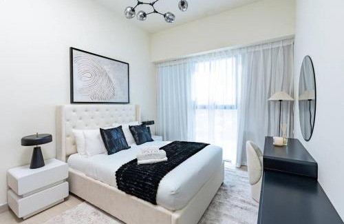 Nad Al Sheba Apartment | Nasma - Modern 3BR Oasis with Balcony in Azizi Riviera