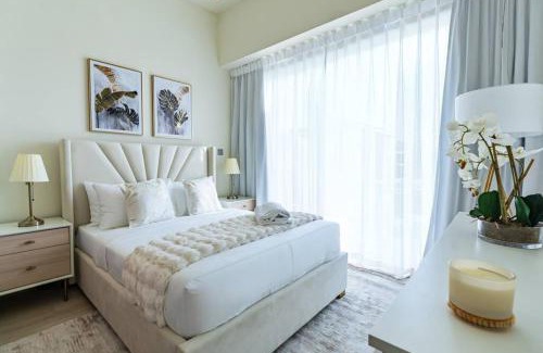 Nad Al Sheba Apartment | Nasma - Modern 3BR Oasis with Balcony in Azizi Riviera