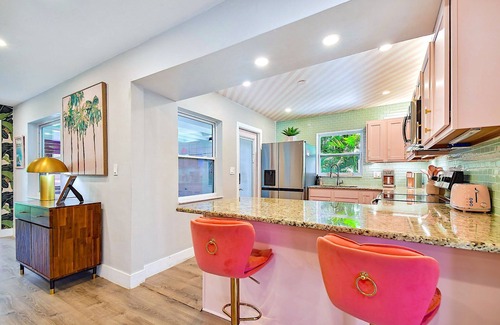 South Pinellas Community Council House | NEW! Pretty-n-Pink MidCentury Mod Pool/Beach Home