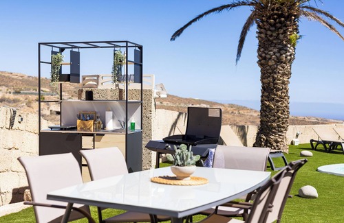 Granadilla de Abona Apartment | Oasis Tenerife Rentals - Studio (3) with pool, outdoor kitchen, barbecue and mountain views