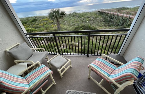 Crescent Beach Condo | Oceanfront! Panoramic Views- Heated Seaside Pool - Private Balcony on 2nd Floor