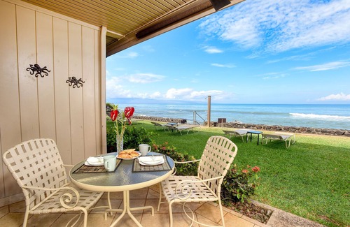 Honokowai Condo | Ocean front! 20' from water, downstairs unit. True beachfront, Pikake. No fees!