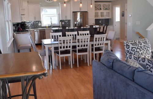 North Beach Haven House | Oceanside open concept home, roof deck with ocean and sunset bay views, firepit!