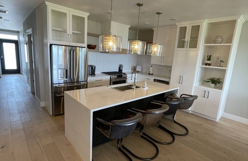 Sister Bay Condo | Overlook Downtown in this New 1st Floor Condo with a Beautiful Water View!