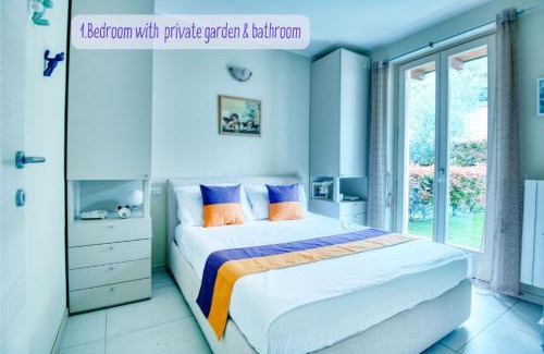 Toscolano Maderno Apartment | Panorama lake view, pool & garden, 2 bathrooms, kingsize & single-beds, fast Internet