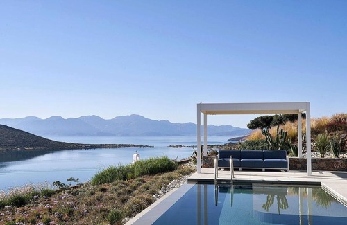 Elounda Villa | Panoramic Sea Views to Spinalong Island with a heated pool