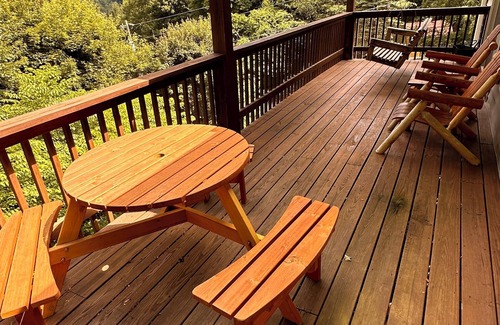 Maggie Valley Cabin | Perfect Couples Retreat – Smoky Mountain View, Hot Tub, Fire Place, King Bed, EV