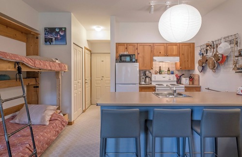 Silver Star Mountain Condo | Perfect Creekside Studio that Opens Right onto the Skiway!