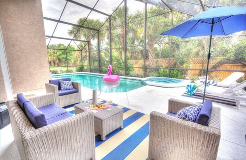 Vilano Beach House | Pink Flamingo! Pool/Spa, Lanai, Steps to Beach & Park
