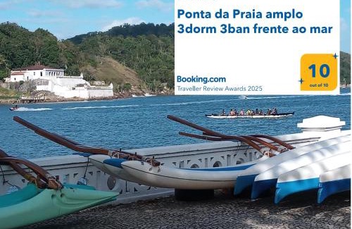 Ponta da Praia Apartment | Ponta da Praia amplo 3dorm 3ban frente ao mar