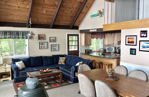 Standish Ski Chalet | Private waterfront house with dock on Frye Island