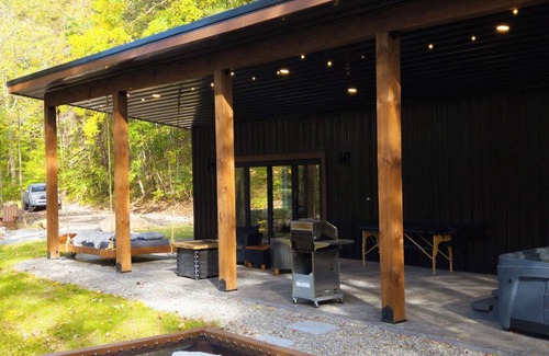 Laurelville House | Rekindled @ The Patch, lux couples getaway, hot tub, outdoor living.