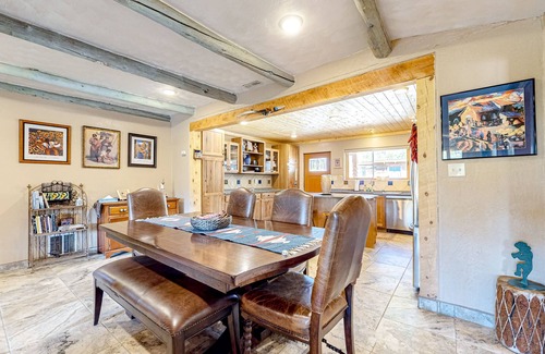 Arroyo Seco House | Remodeled home with spectacular view of El Salto Mountain & fireplace - dogs ok