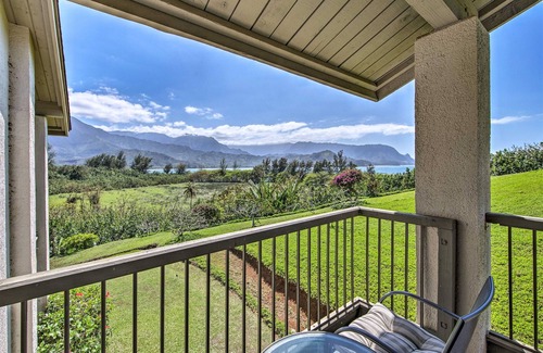 Princeville Condo | Remodeled, top-floor studio with ocean/Bali Hai view, lanai, AC, pools & tennis
