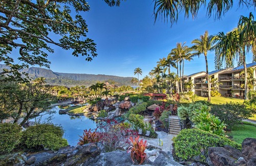 Princeville Condo | Remodeled, top-floor studio with ocean/Bali Hai view, lanai, AC, pools & tennis