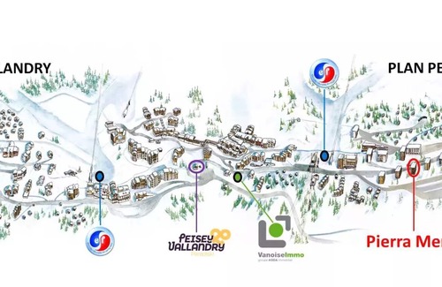 Plan Peisey Apartment | Residence Pierra Menta - Studio for 4 People