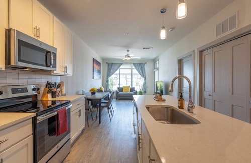 Downtown San Antonio Apartment | RiverWalk Top Floor City View Apt w/King Bed, Infinity Pool, Gym & Free Parking