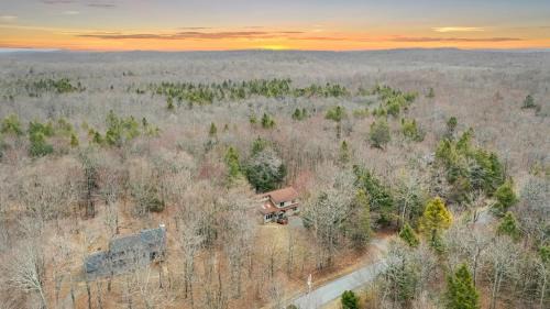Gouldsboro House | Rustic-Chic Escape w Hot Tub Fireplace Nature Views Pine Woods Loft