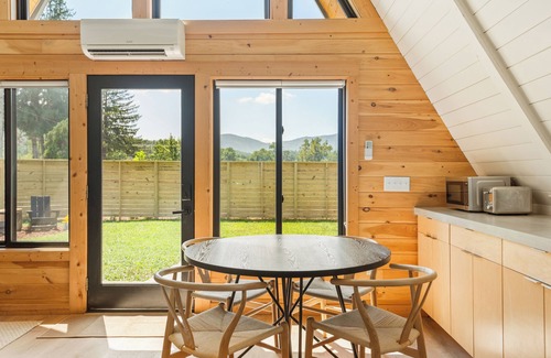 Black Mountain Cabin | Scandi-Camp A-Frame, 2 kings, hot tub, pet-friendly, walk to town! By Modcabins