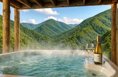 Burnsville Cabin | Scenic Family Getaway, Hot Tub, Theatre, Game Room, Pet Friendly & Elopements OK