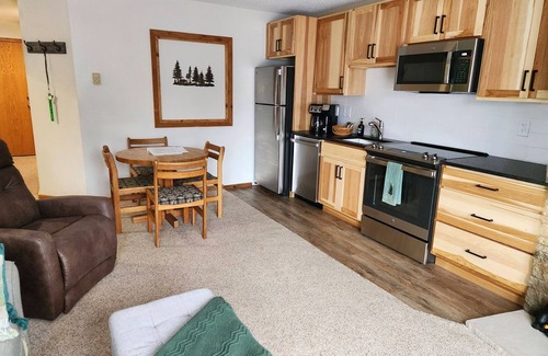 Mancelona Condo | Schuss Village, Fall colors, sleeps 6 condo w/2 bathrooms, wood fireplace