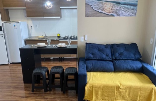 Mongagua Apartment | Seafront apartment with barbecue on the balcony and swimming pool