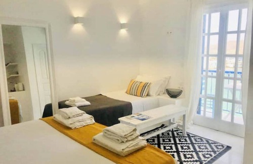 Naousa Apartment | Seafront Naoussa Old Port studio Casa Evriali with amazing location and sea view