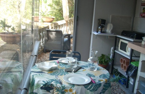 Sartene House | Separate air-conditioned bedroom, summer kitchen with steps and swimming pool
