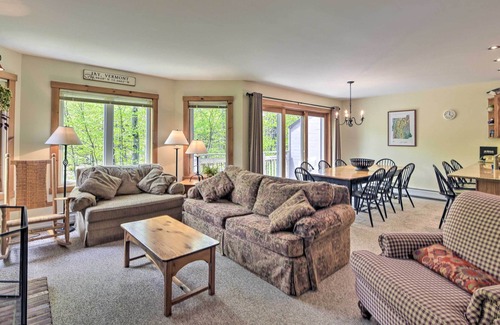 North Troy Condo | Ski In, Ski Out Escape: Steps to Jay Trail!