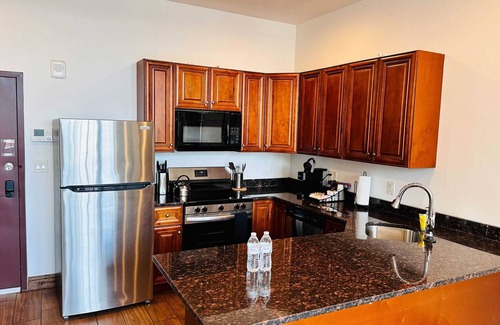 West Poplar Apartment | Sosuite | 2BR Apt w Balcony, W/D, Gym, On-Site Bar