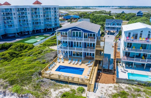 Sneads Ferry House | Spectacular 9 Bedroom Luxury Oceanfront sleeps 40 Heated Pool* + Hot Tub*!