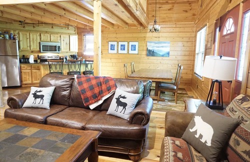 White Oak Lodge Cabin | Stair Free Entry: Resort Cabin: Hot Tub, Fireplace, Game Loft, WiFi, Pool