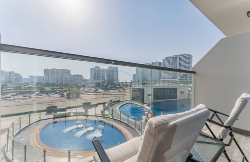 Al Barsha Apartment | Studio Overlooking Community and Pool, Near Dubai Butterfly Garden